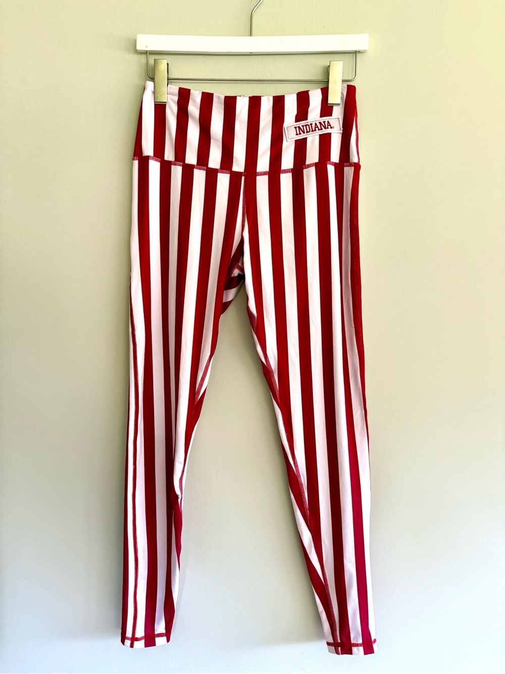 🟥INDIANA HOOSIERS Red White Candy Stripe Workout Casual Gameday Leggings